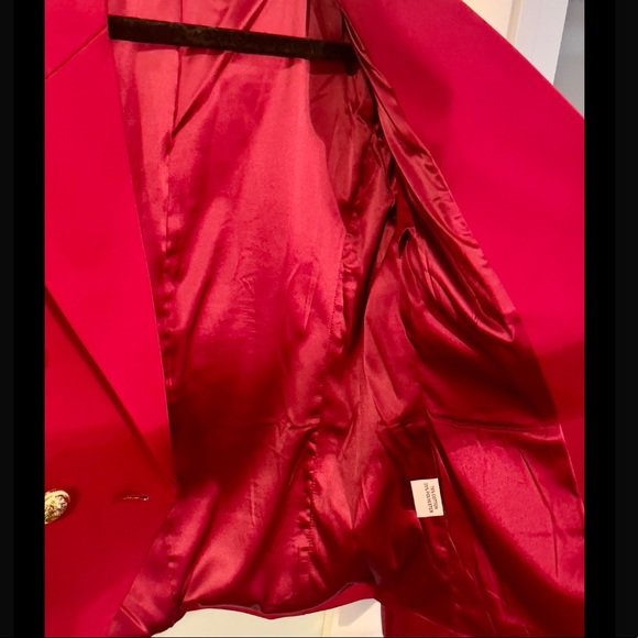 🎀LOVE LABELS 🎀ICONIC DBL BREASTED BLAZER 💫 WINE ✨ SIZE L - Picture 4 of 6